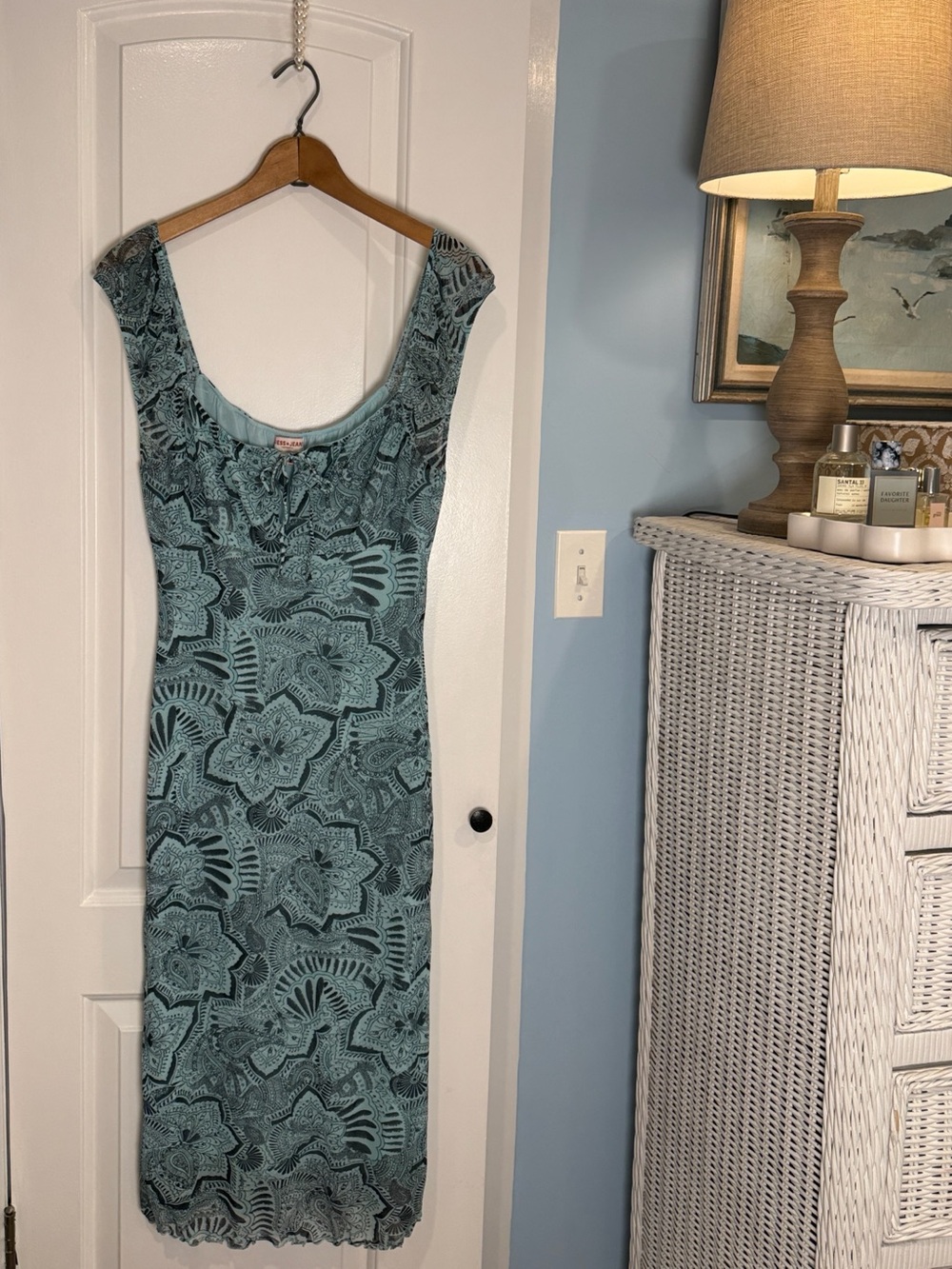 Guess Teal Floral-Patterned Midi Dress